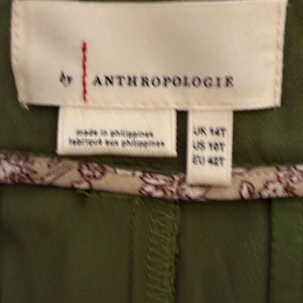 Anthropologie Diandra Pleated Joggers Green Pants Sz. 10Tall - Picture 2 of 16